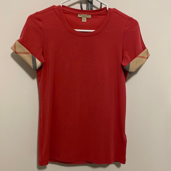 Burberry Brit Long Check Cuff Short Sleeve Tee - Picture 1 of 5